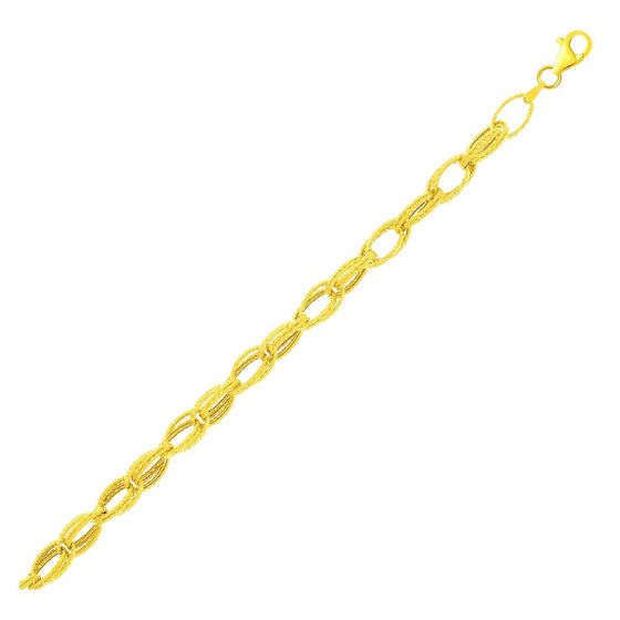 Yellow Gold Entwined Bracelet with Textured Links