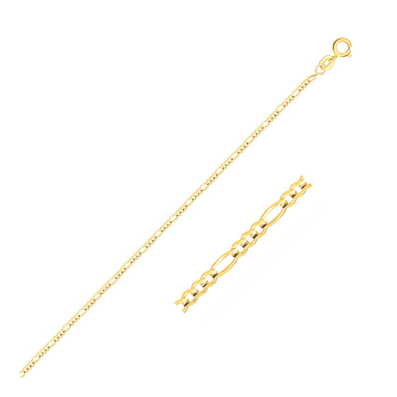 14k Yellow Gold Figaro Anklet 1.3mm