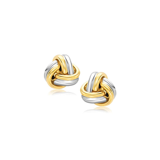 14k Two-Tone Gold Polished Love Knot Earrings Stud