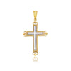 14k Two-Tone Gold Cross Pendant with an Ornate Budded Style