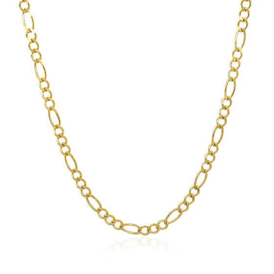 3.0mm 10k Yellow Gold Solid Figaro Chain 22 inch