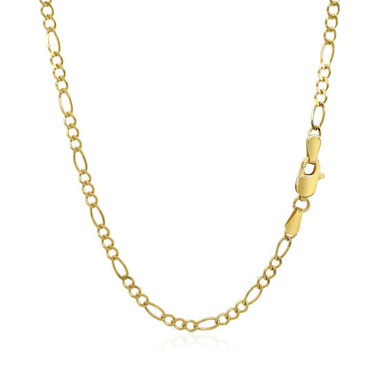 3.0mm 10k Yellow Gold Solid Figaro Chain 22 inch