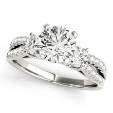  14k White Gold Split Shank 3 Stone Round Diamond Engagement Ring (2 cttw)