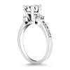 14k White Gold Three Stone Engagement Ring with Diamond Band - Diamond Designs