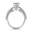 14k White Gold Cathedral Double Row Pave Diamond Engagement Ring - Diamond Designs