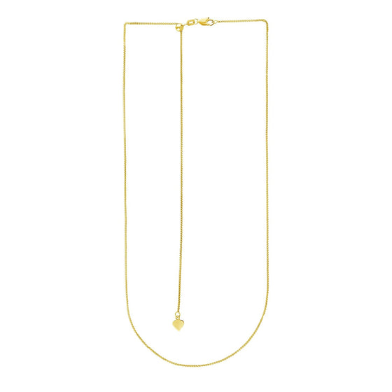 14k Yellow Gold Adjustable Wheat Chain 1.0mm