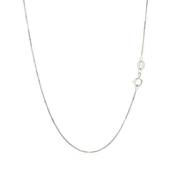 10k White Gold Classic Box Chain 0.6mm - Diamond Designs
