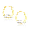10k Two-Tone Gold Round Graduated Dolphin Design Hoop Earrings - Diamond Designs
