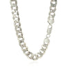 Rhodium Plated 9.5mm Sterling Silver Curb Style Chain
