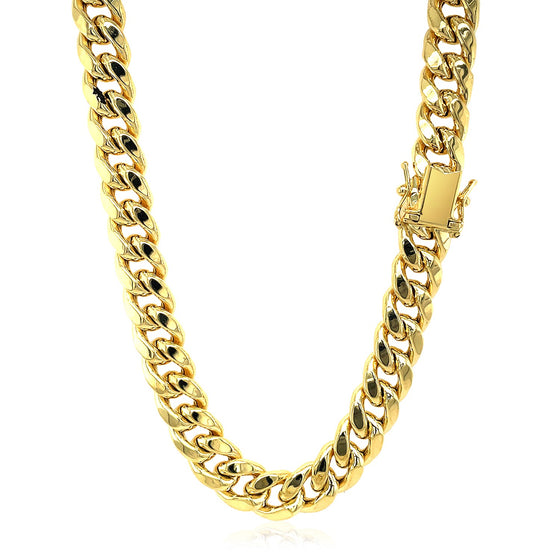 9.15mm 10k Yellow Gold Semi Solid Miami Cuban Chain