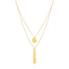 14k Yellow Gold 18 inch Two Strand Necklace with Circle and Bar Pendants