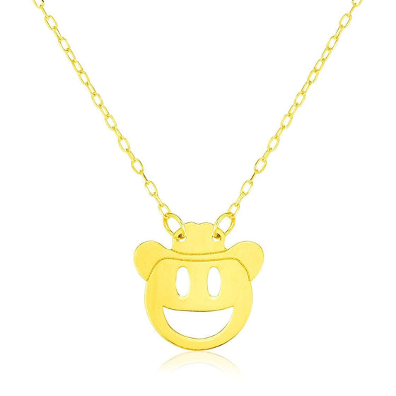 Yellow Gold Necklace with Cowboy Emoji Symbol