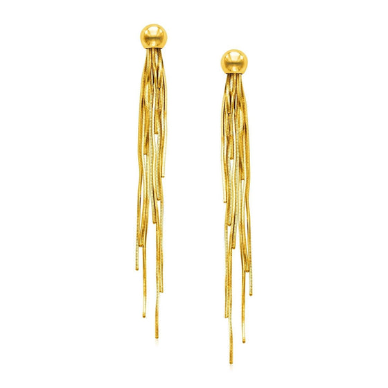 Yellow Gold Post Earrings with Polished Dangles