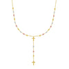 14k Tri-Color Gold Rosary Chain Necklace