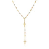 14k Tri-Color Gold Rosary Chain Necklace