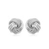 14k White Gold Love Knot with Ridge Texture Earrings