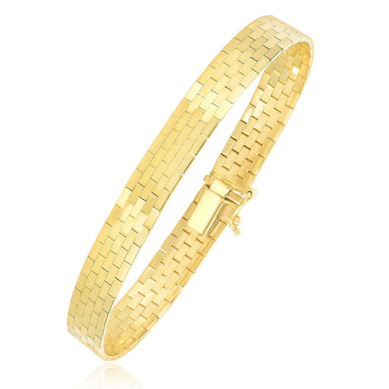 Yellow Gold Rectangular Brick Design Omega Bracelet