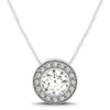 Diamond Halo Pendant with Center Bezel in 14k White Gold (5/8 cttw)