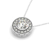 Diamond Halo Pendant with Center Bezel in 14k White Gold (5/8 cttw)