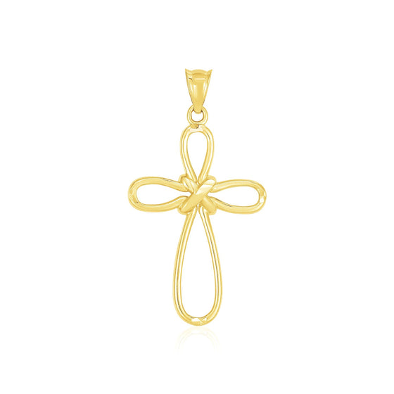 14k Yellow Gold Looped Knot Style Cross Pendant
