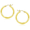 10k Yellow Gold Diamond Cut Hoop Earrings (25mm)