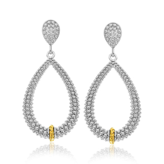 18k Yellow Gold & Sterling Silver Diamond Accented Graduated Popcorn Earrings - Diamond Designs