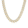 14k Two Tone Gold Miami Cuban Chain Necklace with White Pave - Diamond Designs