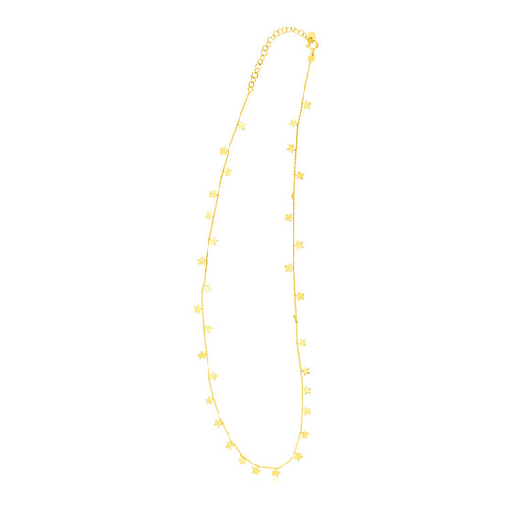 14K Yellow Gold Necklace with Dangling Stars