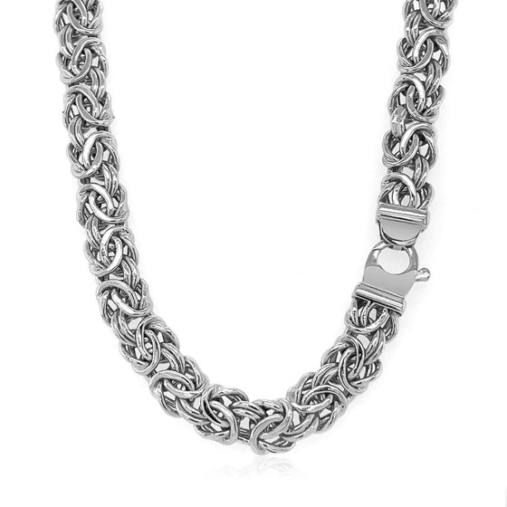 14k White Gold Byzantine Motif Chain Necklace - Diamond Designs