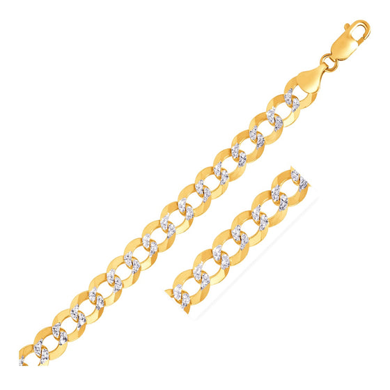 10 mm 14k Two Tone Gold Pave Curb Chain - Diamond Designs
