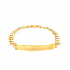 14k Two Tone Gold 8 1/2 inch Mens Narrow Curb Chain ID Bracelet with White Pave