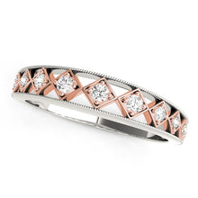  14k White Gold And Rose Gold Unique Diamond Wedding Band (1/10 cttw)