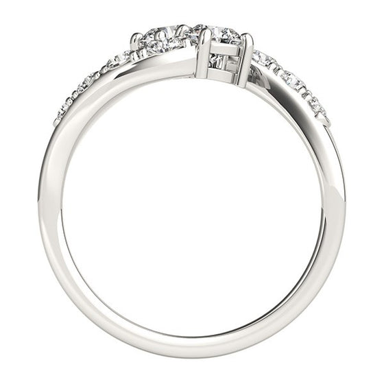 14k White Gold Two Stone Overlap Design Diamond Ring (1 cttw)