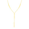 14K Yellow Gold Lariat Necklace with Paperclip Chain Stations
