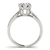 Six Prong 14k White Gold Diamond Engagement Ring with Pave Band (1 5/8 cttw)