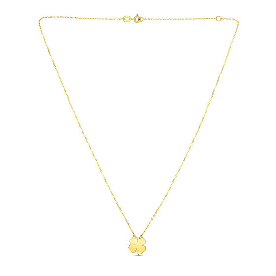 14K Yellow Gold Four Leaf Clover Necklace - Diamond Designs