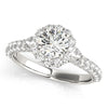 14k White Gold Halo Round Diamond Engagement Pave Band Ring (2 cttw)
