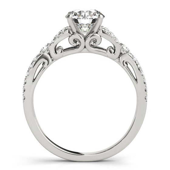 14k White Gold Diamond Engagement Ring with Multirow Split Shank (1 1/4 cttw) - Diamond Designs