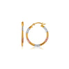 10k Tri-Color Gold Classic Hoop Earrings with Diamond Cut Details - Diamond Designs