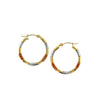 10k Tri-Color Gold Classic Hoop Earrings with Diamond Cut Details - Diamond Designs