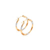 10k Tri-Color Gold Classic Hoop Earrings with Diamond Cut Details - Diamond Designs
