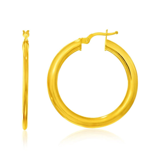 Yellow Gold Round Slim Design Hoop Earrings