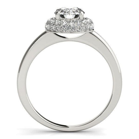 Diamond Engagement Ring with Pave Halo Stones in 14k White Gold (1 3/8 cttw) - Diamond Designs