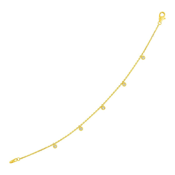 Yellow Gold 7 inch Bracelet with Petite Diamond Charms