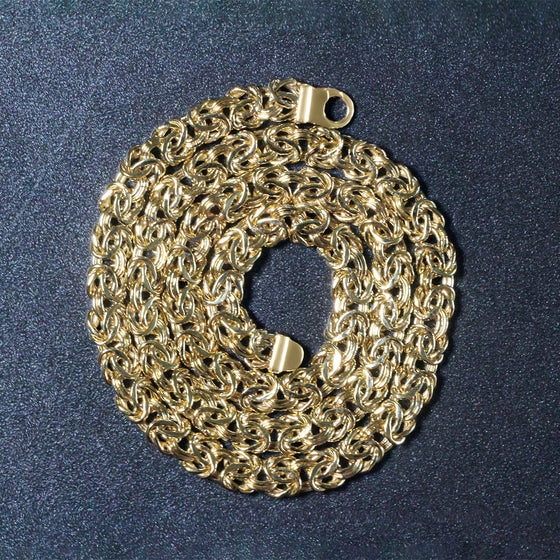 14k Yellow Gold Byzantine Motif Chain Necklace