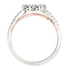 Two Stone Diamond Ring with Curved Band in 14k White And Rose Gold (5/8 cttw)