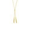 Adjustable Lariat Necklace with Chain Tassels in Yellow Gold