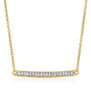 14k Yellow Gold Necklace with Gold and Diamond Bar (1/10 cttw)