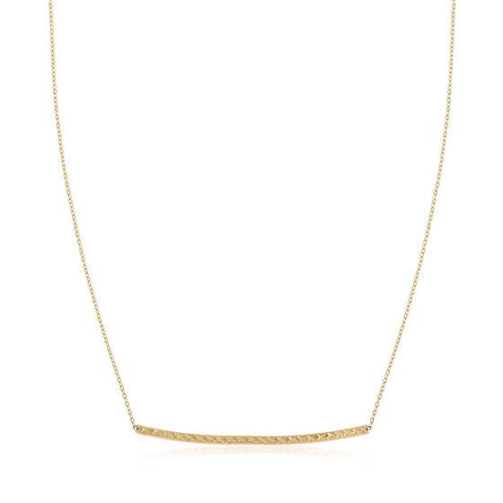 14k Yellow Gold Thin Textured Bar Necklace