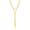 14k Yellow Gold Double Strand Chain with Puffed Heart Lariat Necklace